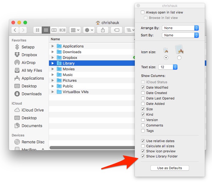 Mac sierra show library folder list